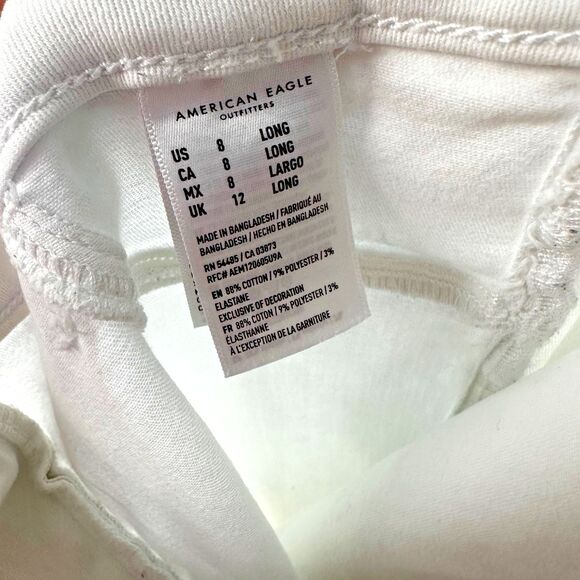 AMERICAN EAGLE Jeans Skinny Next Level Stretch White Destroyed Size 8 Long - Picture 5 of 5